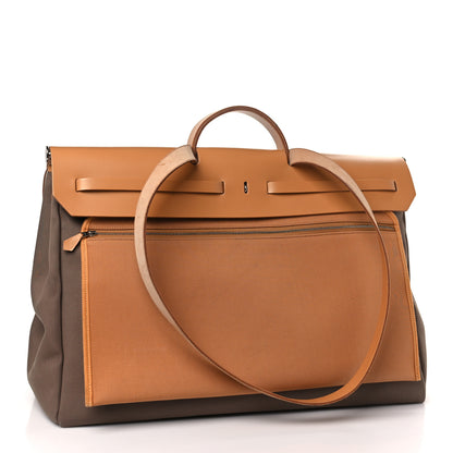 Hermes Military Toile Vache Hunter Herbag Cabine Zip 50 Etoupe Dune 4 of 11