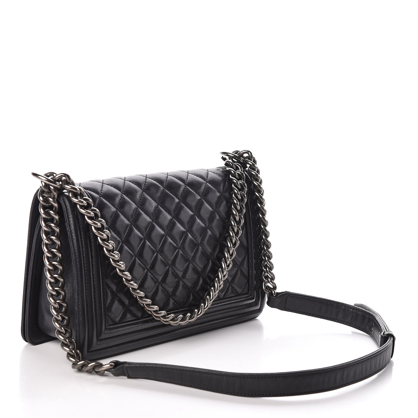 Calfskin Quilted Medium Boy Flap Black