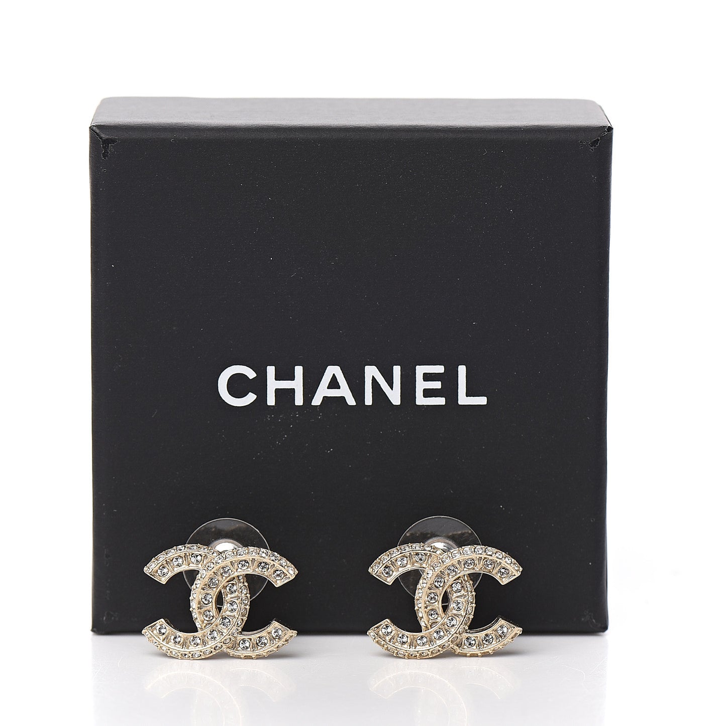 Crystal CC Earrings Light Gold