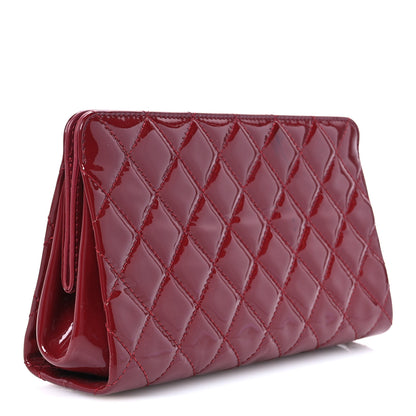 Chanel Patent CC Quilted Timeless Clutch Red 3 of 10