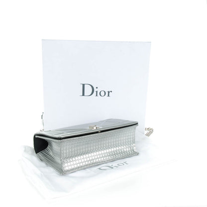 Christian Dior Metallic Patent Micro-Cannage Medium Diorama Flap Bag Silver 4 of 8