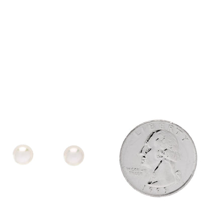 Tiffany 18K White Gold Akoya Cultured Pearl 6-6.5mm Signature Earrings 2 of 4
