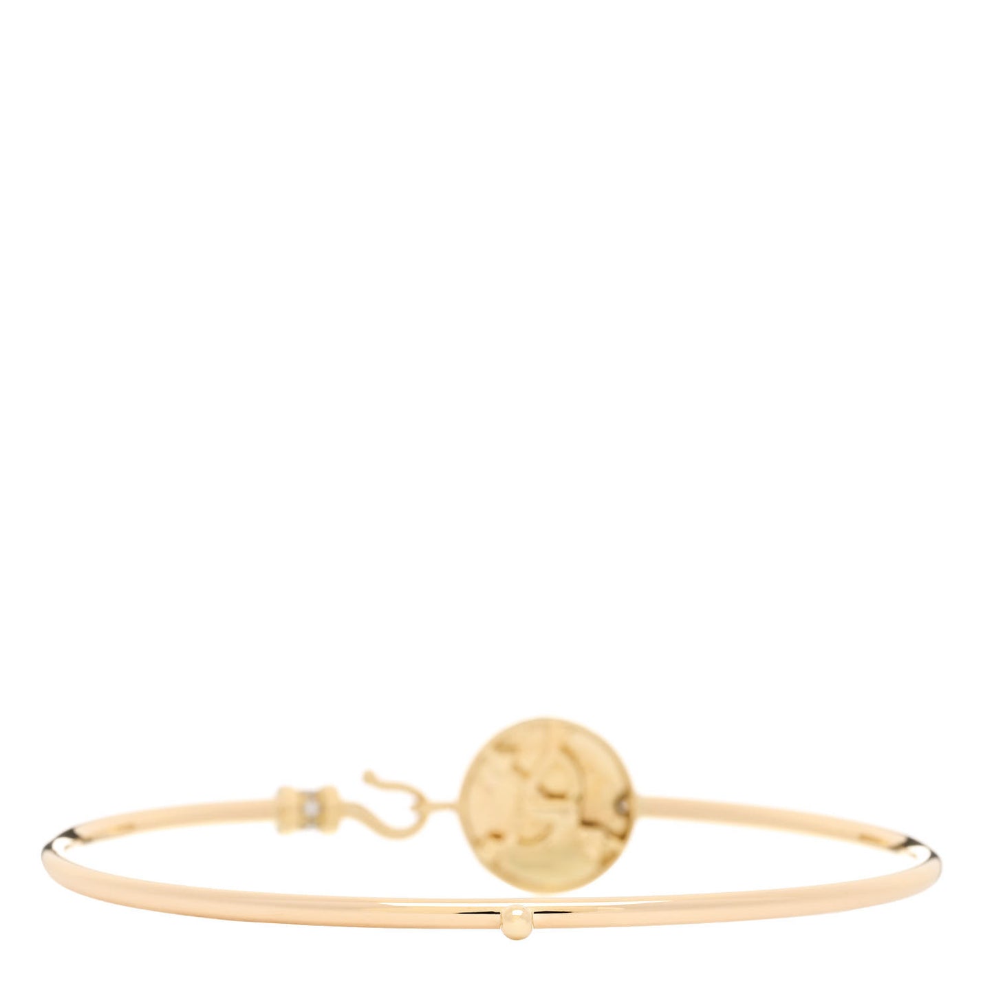 18K Yellow Gold Diamond Pave Angel Bangle Bracelet