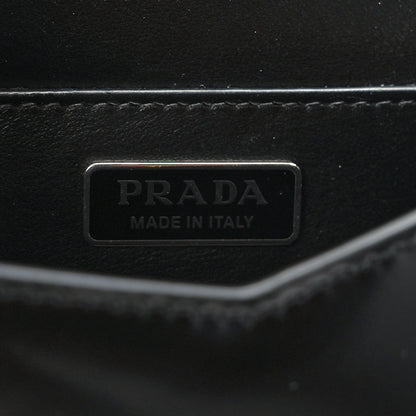 Prada Spazzolato Triangle Logo Plate Flap Chain Crossbody Bag Black 6 of 8