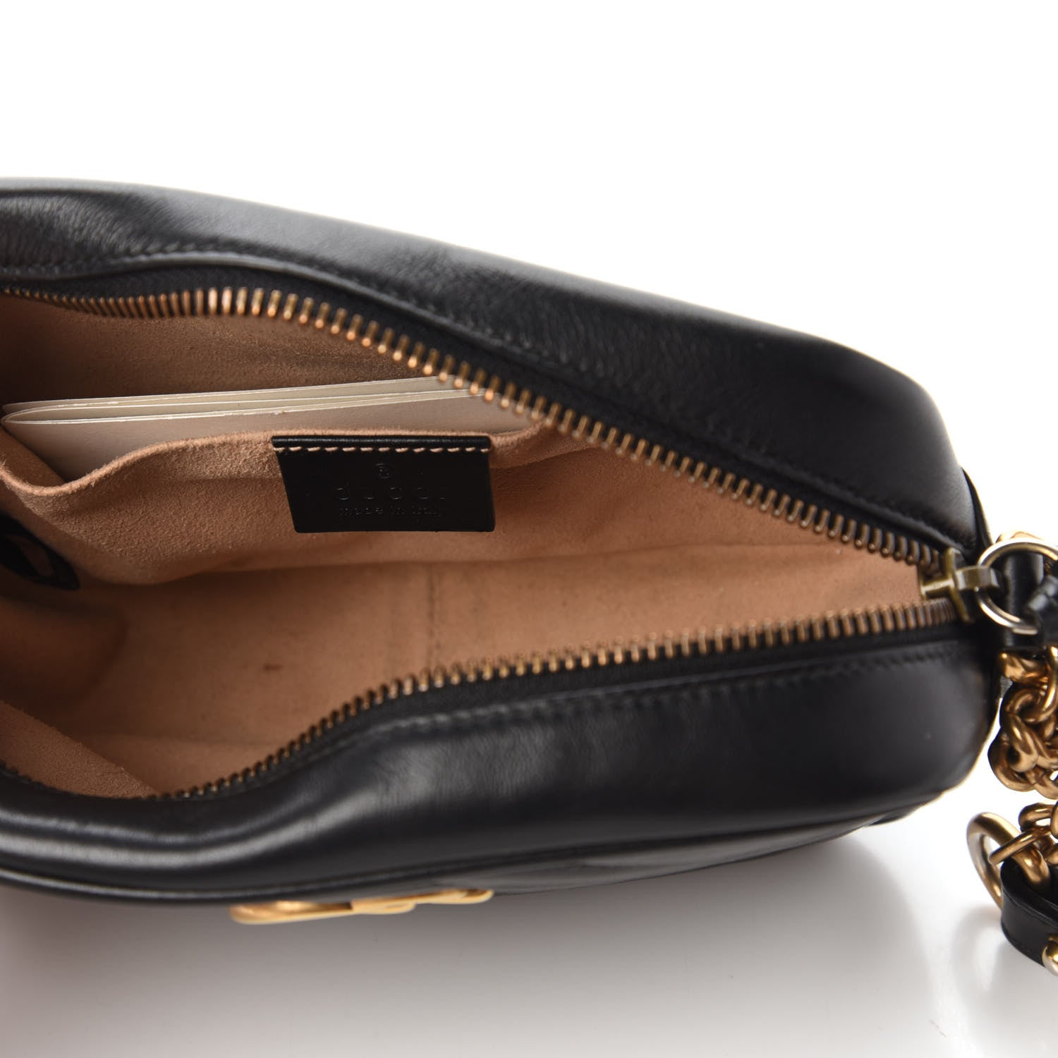 Gucci Calfskin Matelasse Mini GG Marmont Chain Shoulder Bag Black 5 of 10