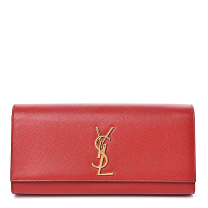 Saint Laurent Grain De Poudre Classic Monogram Cassandre Clutch New Red 1 of 10