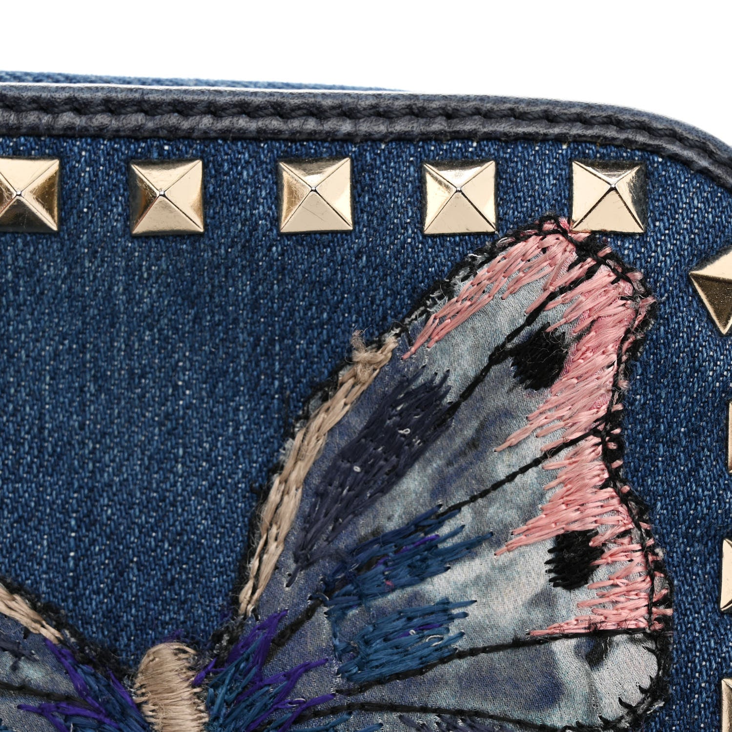 Valentino Garavani Denim Butterfly Embroidered Rockstud Camera Crossbody Bag Light Denim Multicolor 11 of 11