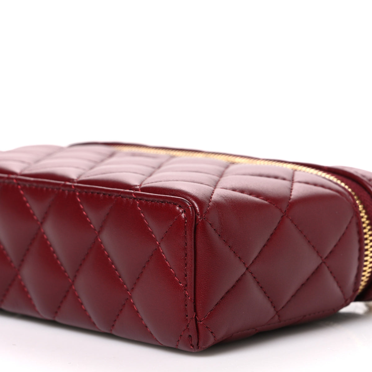 Chanel Lambskin Quilted Top Handle Slim Vanity With Chain Burgundy 10 of 11