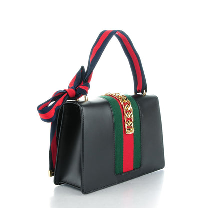 Gucci Calfskin Small Sylvie Shoulder Bag Black 3 of 7