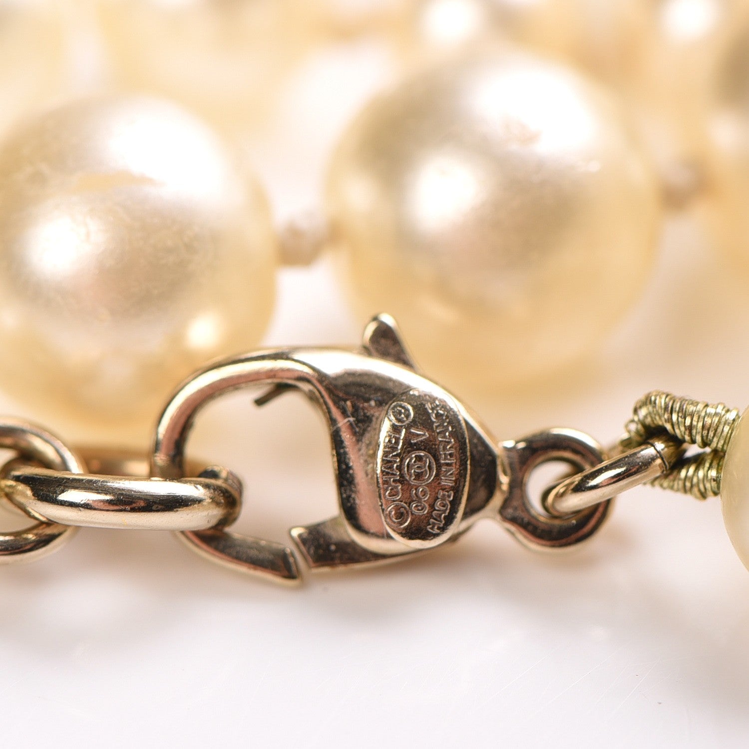 Chanel Graduated Pearl Crystal CC Long Necklace Light Gold 8 of 9
