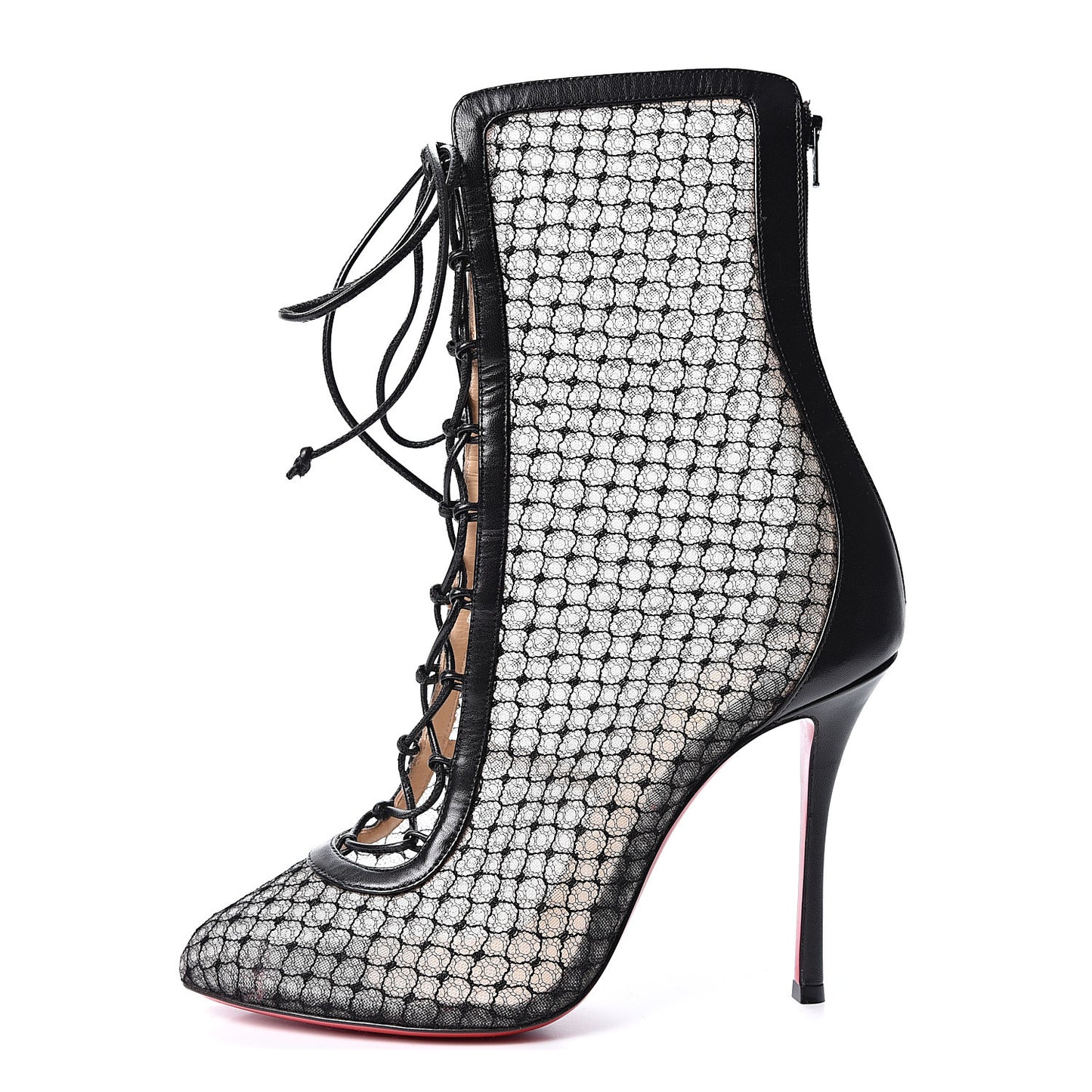 Nappa Fishnet Lace Hotero 100 Ankle Boots 37.5 Black