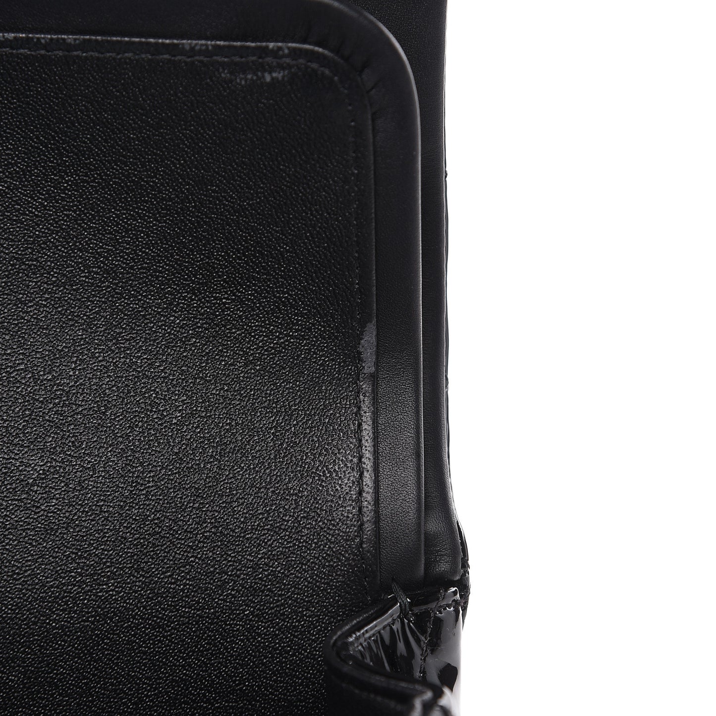 Patent Quilted Medium Double Flap Black