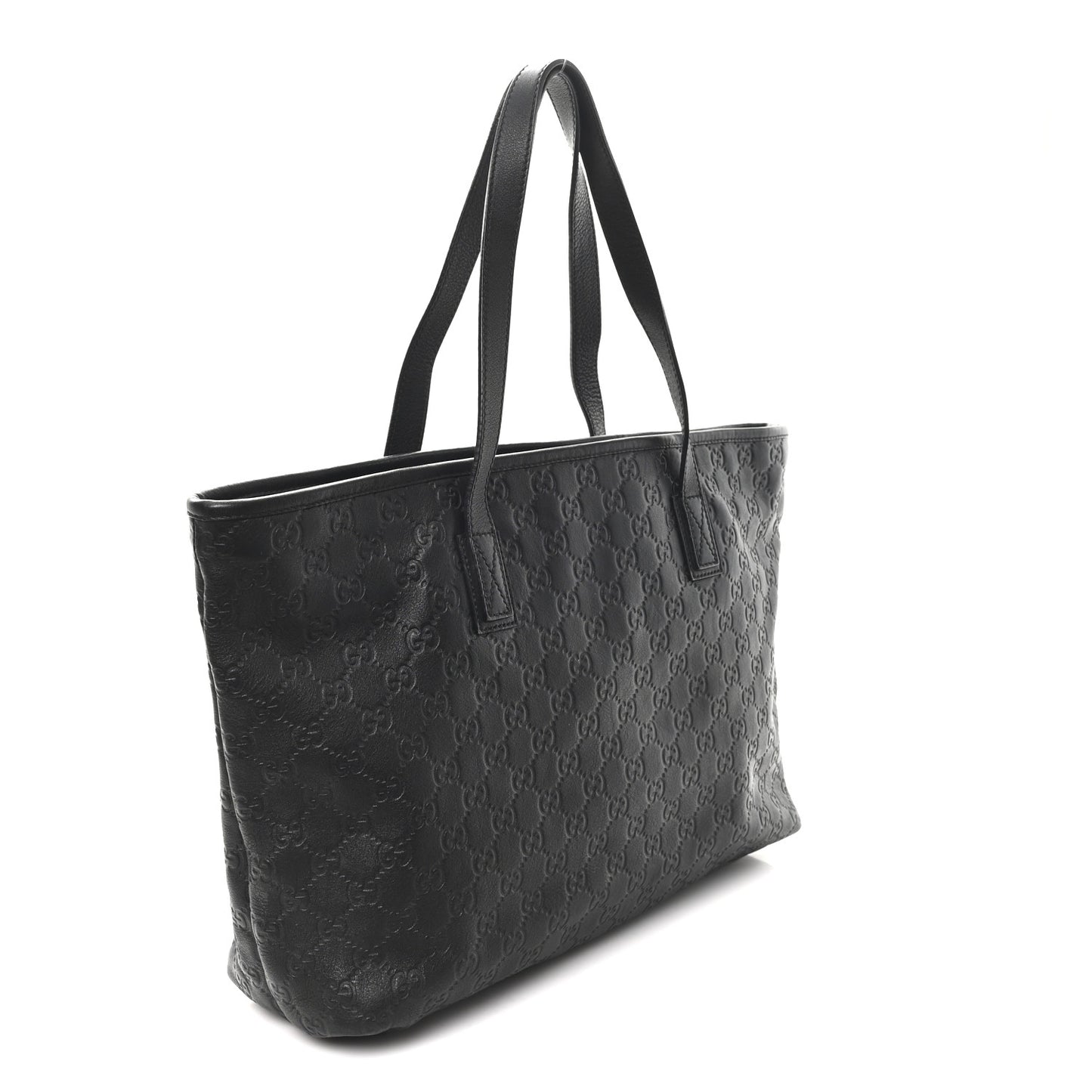 Guccissima Medium Zippered Shopping Tote Black