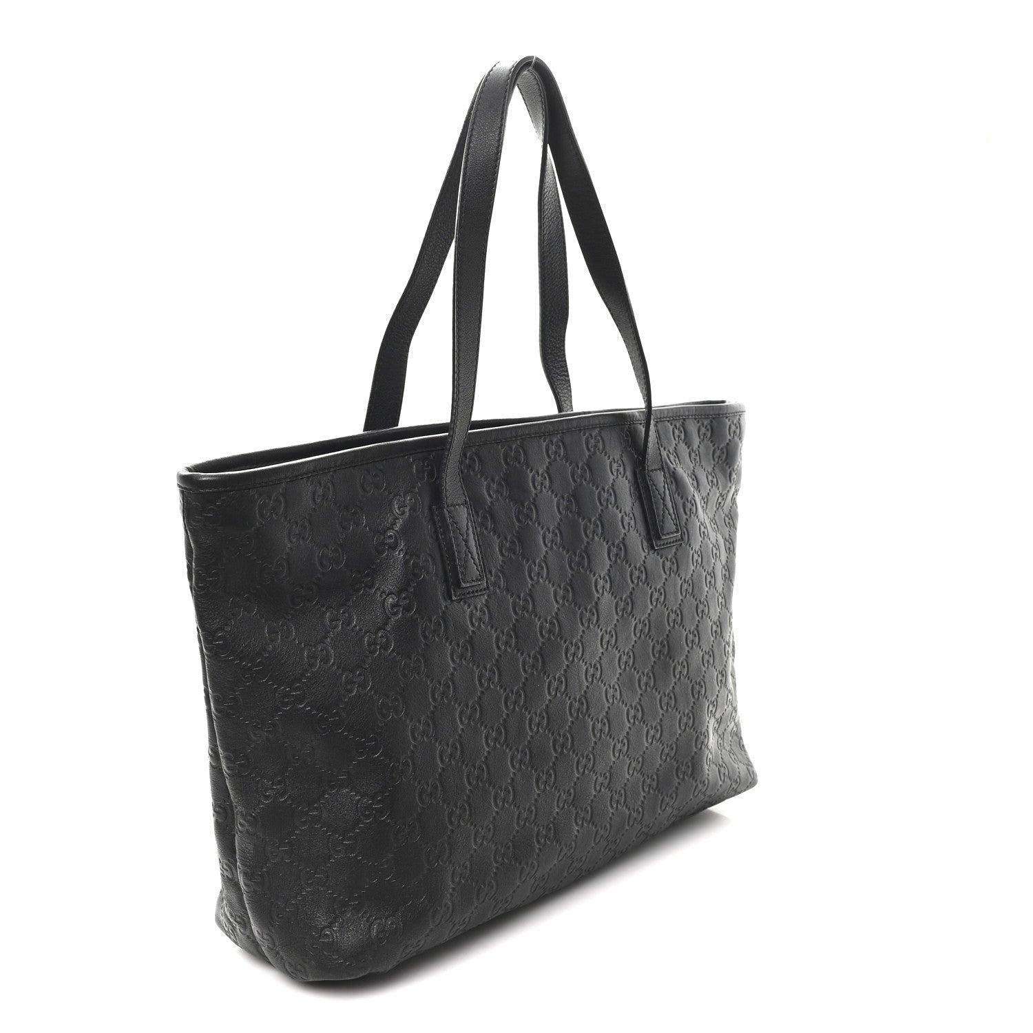 Gucci Guccissima Medium Zippered Shopping Tote Black 3 of 10