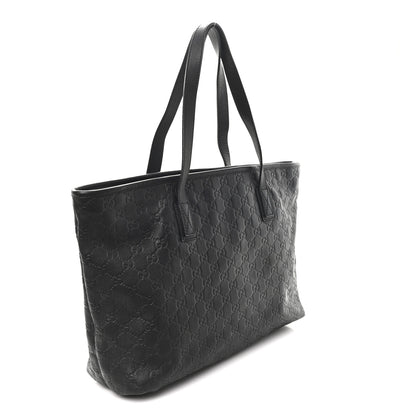 Gucci Guccissima Medium Zippered Shopping Tote Black 3 of 10