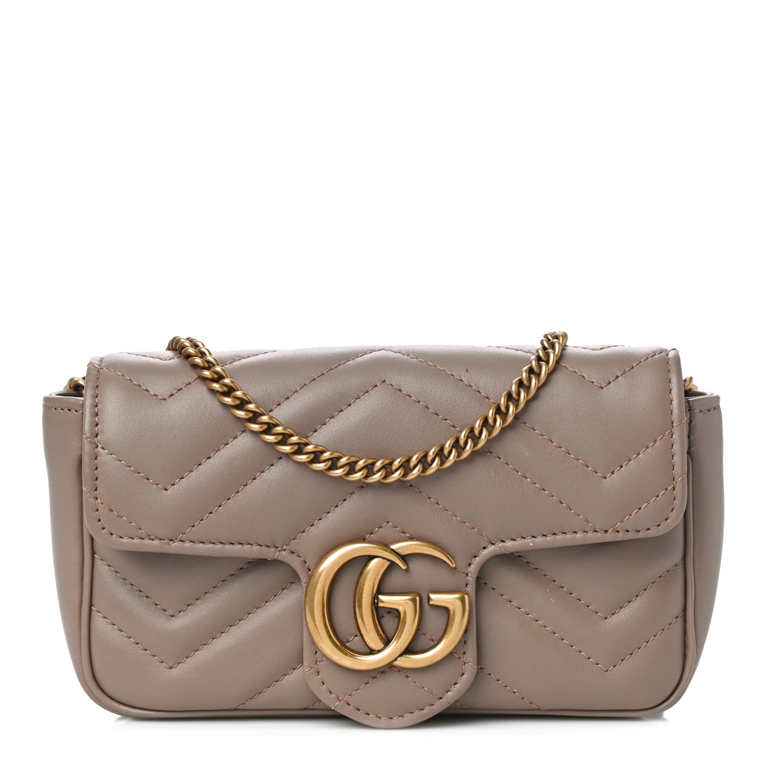 Gucci Calfskin Matelasse Super Mini GG Marmont Shoulder Bag Porcelain Rose 1 of 10