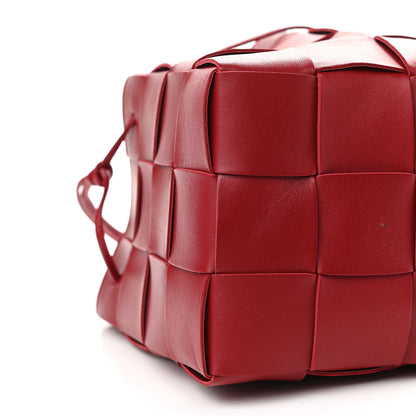 Bottega Veneta Lambskin Intreccio Small Crossbody Bucket Bag Dark Red 7 of 9