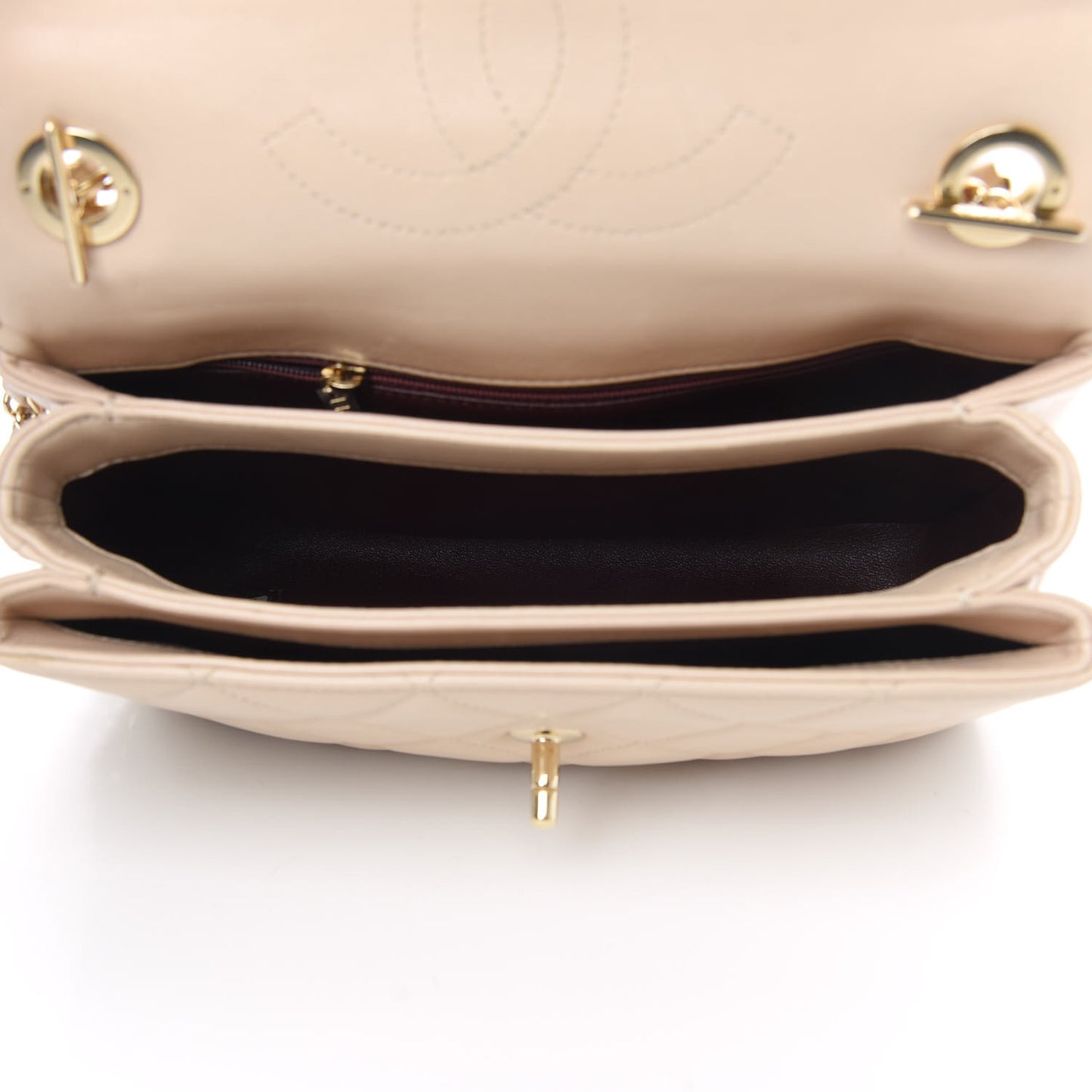 Lambskin Quilted Small Trendy CC Dual Handle Flap Bag Beige