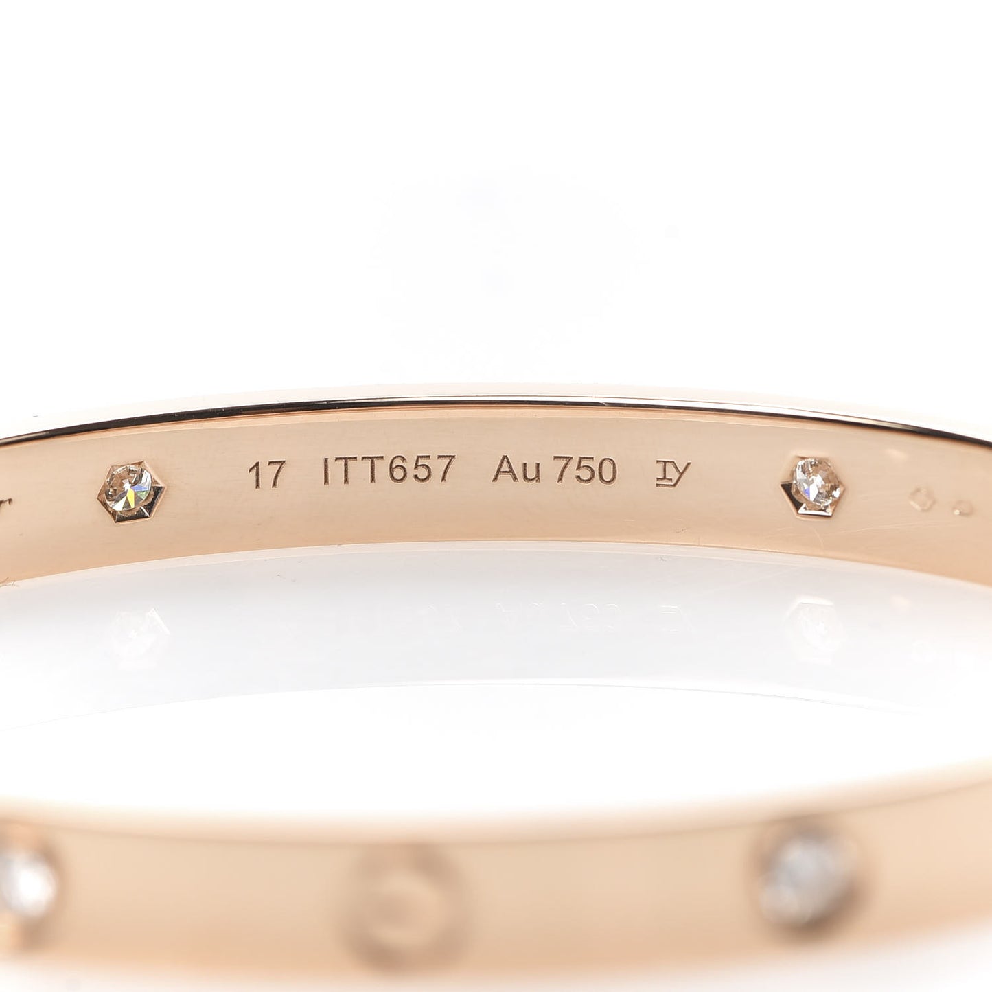 18K Pink Gold 4 Diamond LOVE Bracelet 17