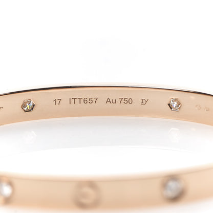 Cartier 18K Pink Gold 4 Diamond LOVE Bracelet 17 6 of 6