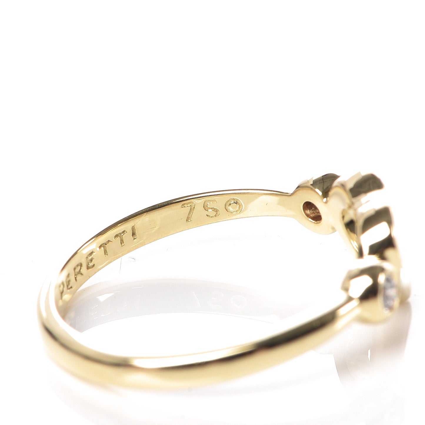 18K Yellow Gold Diamond Mini Elsa Peretti Open Heart Ring 50 5.25