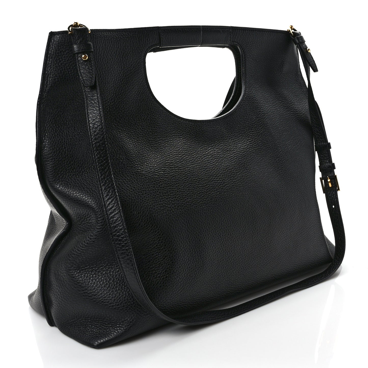 Grained Calfskin Alix Padlock Zip Tote Black