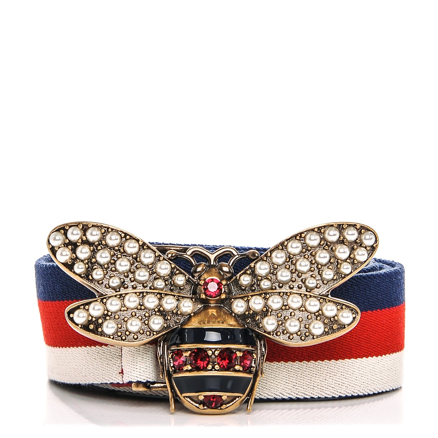 Gucci Web Queen Margaret Bee Sylvie Web Belt 90 36 Red White Blue 1 of 6
