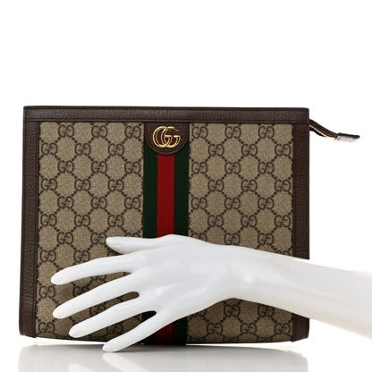 Gucci GG Supreme Monogram Web Ophidia Pouch Brown 2 of 9