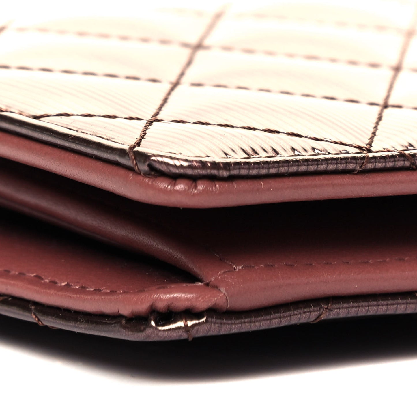 Striated Patent Yen Wallet Pink