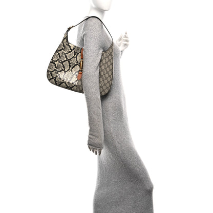 Gucci GG Supreme Monogram Snakeskin Medium Jackie 1961 Hobo Beige Ebony 2 of 9