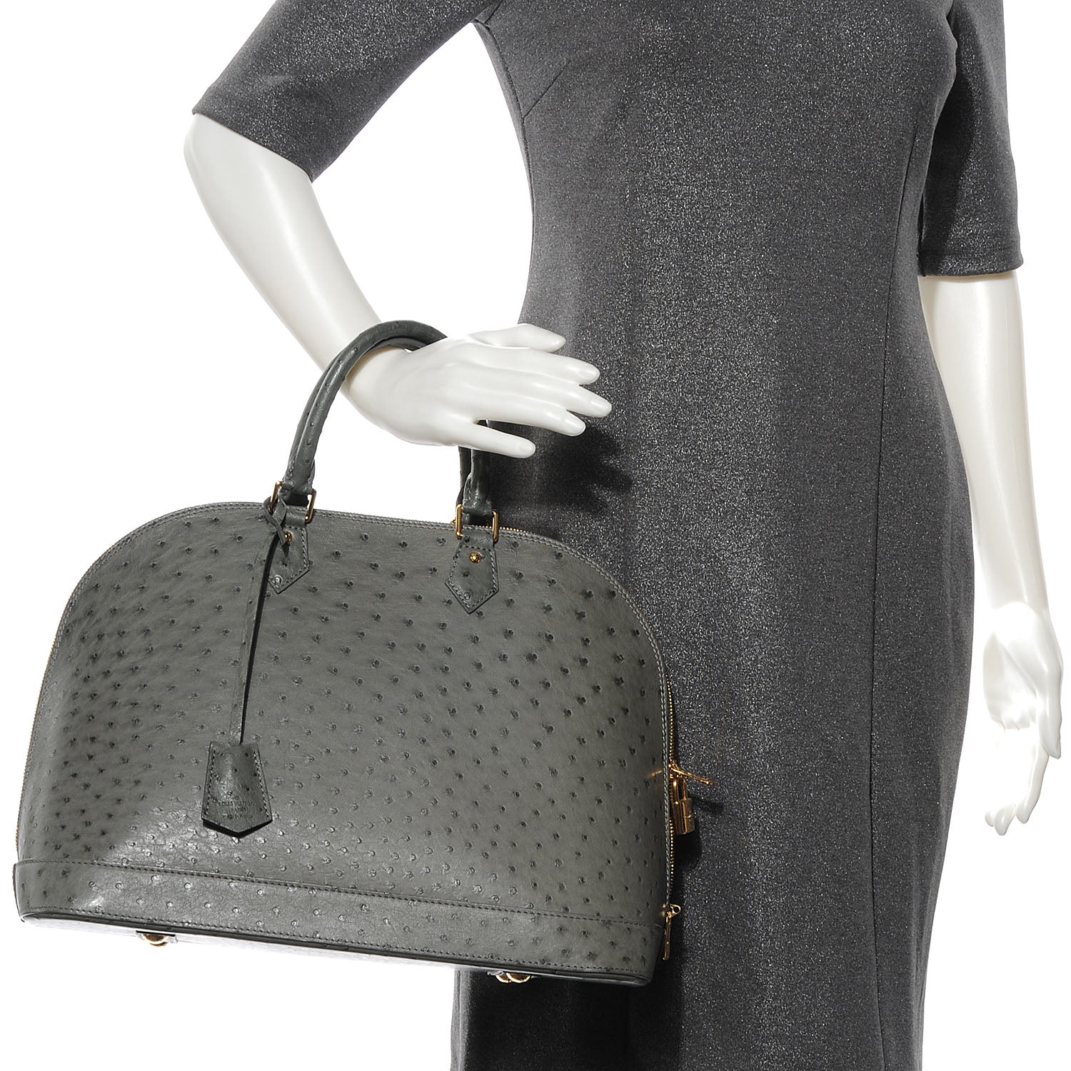 Louis Vuitton Ostrich Alma MM Gris 2 of 7