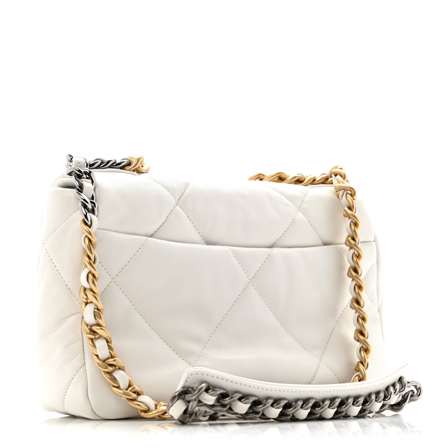 Chanel Goatskin Quilted Medium Chanel 19 Flap White 3 of 12