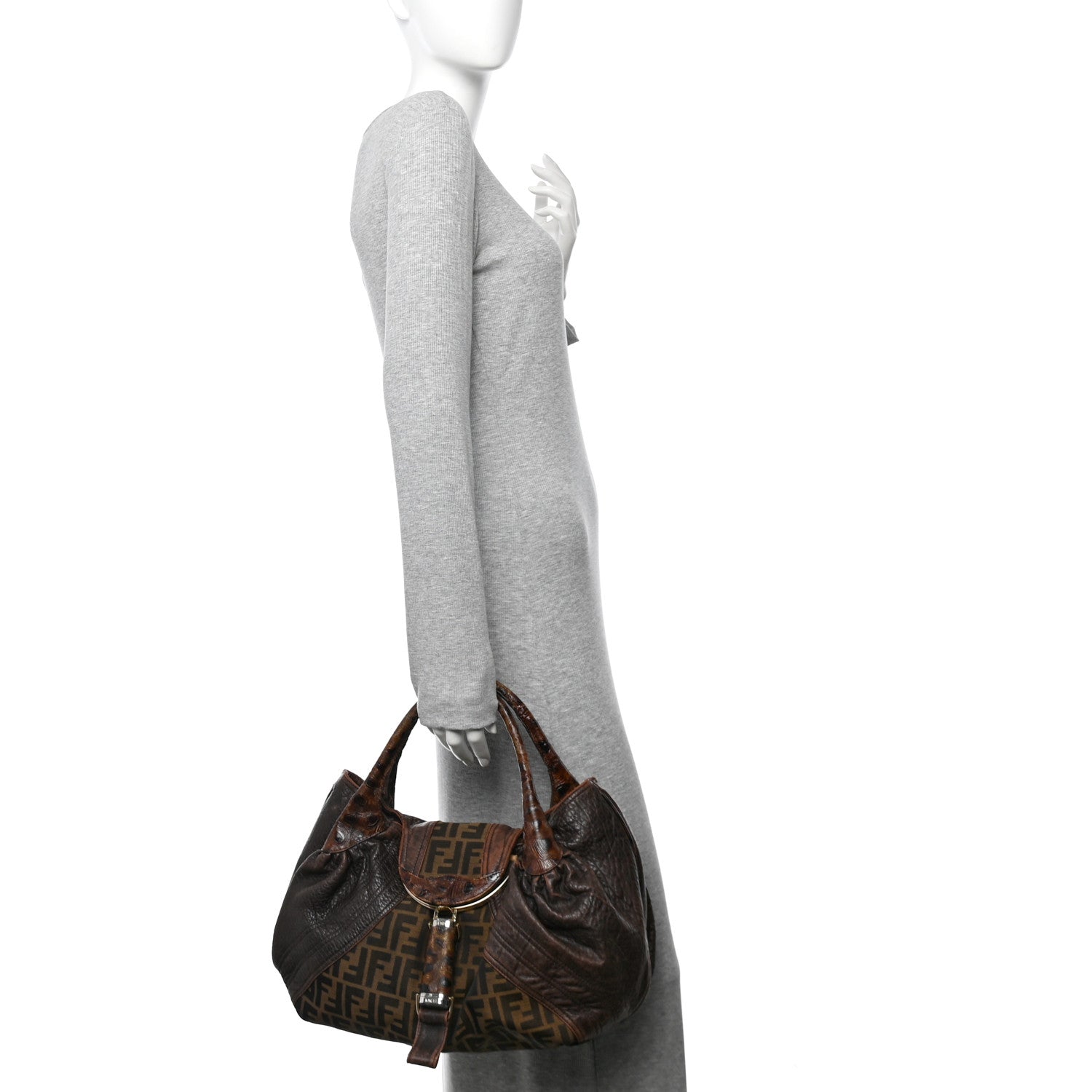 Fendi Zucca Nappa Nuvolata Vitello Tortuga Spy Tobacco Moro