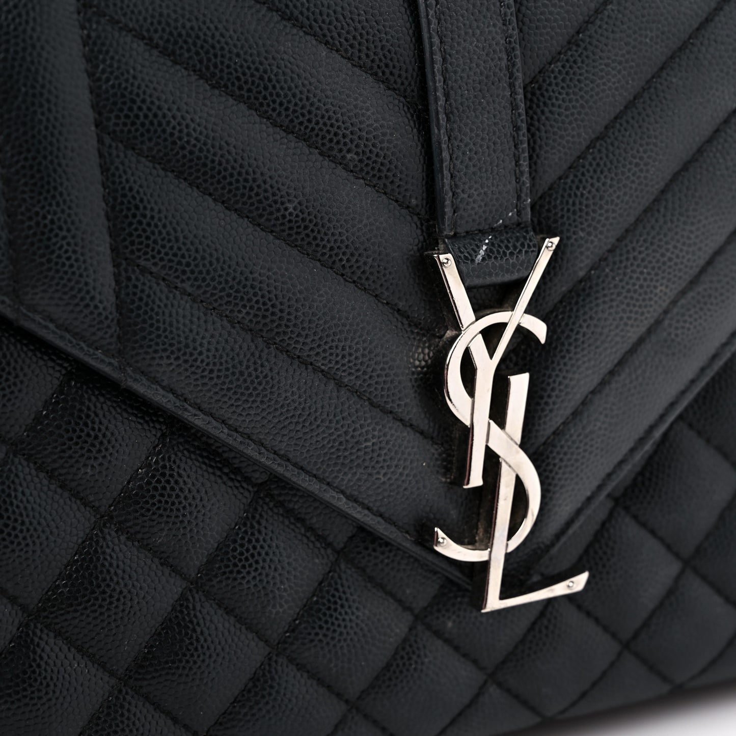 Grain De Poudre Textured Mixed Matelasse Triquilt Medium Monogram Satchel Black