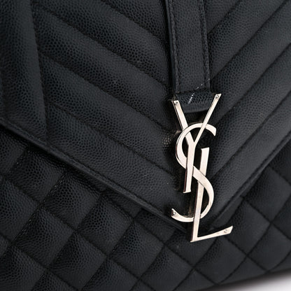 Saint Laurent Grain De Poudre Textured Mixed Matelasse Triquilt Medium Monogram Satchel Black 15 of 18
