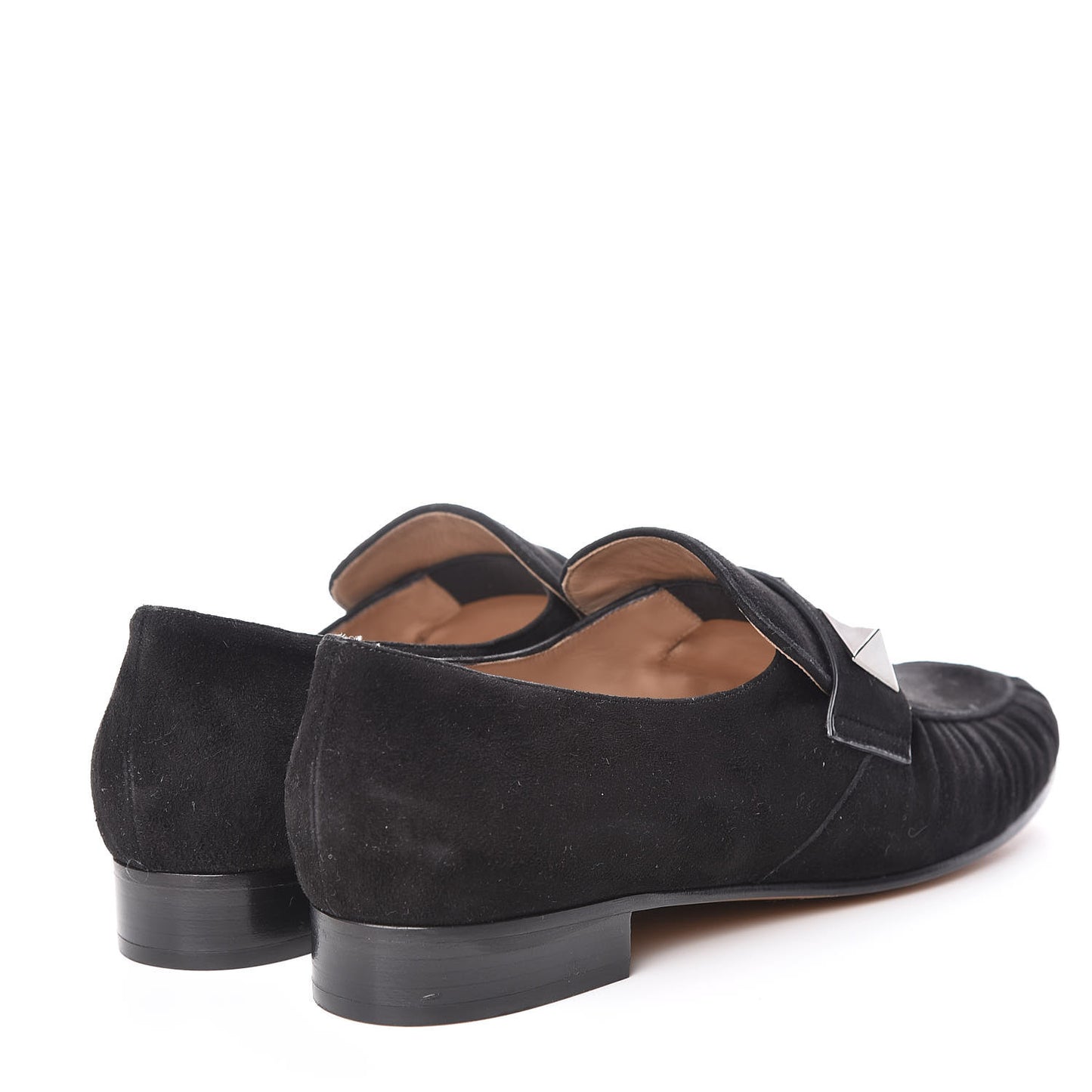 Suede Womens Macro Stud Loafers 38 Black