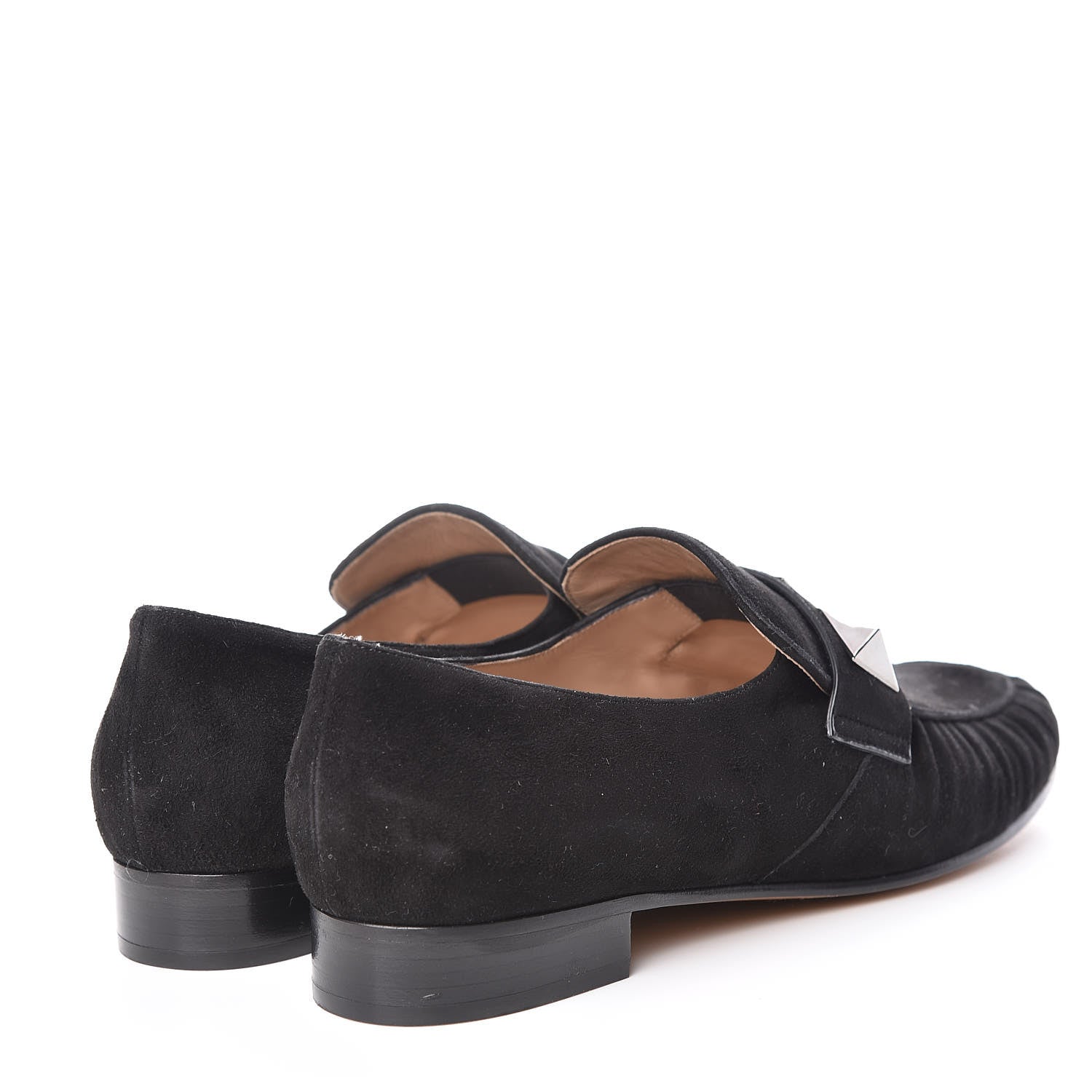 Valentino Garavani Suede Womens Macro Stud Loafers 38 Black 4 of 14