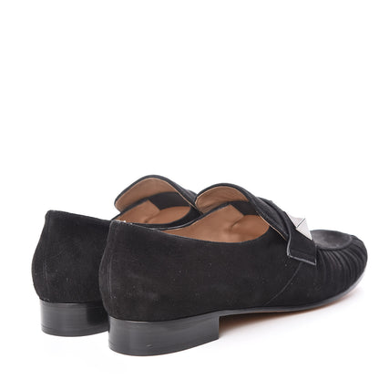 Valentino Garavani Suede Womens Macro Stud Loafers 38 Black 4 of 14