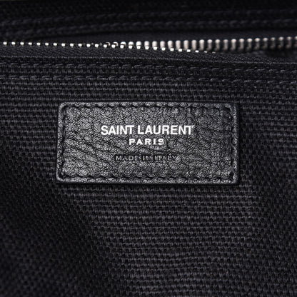 Saint Laurent Linen Calfskin Rive Gauche North South Tote White Black 5 of 13
