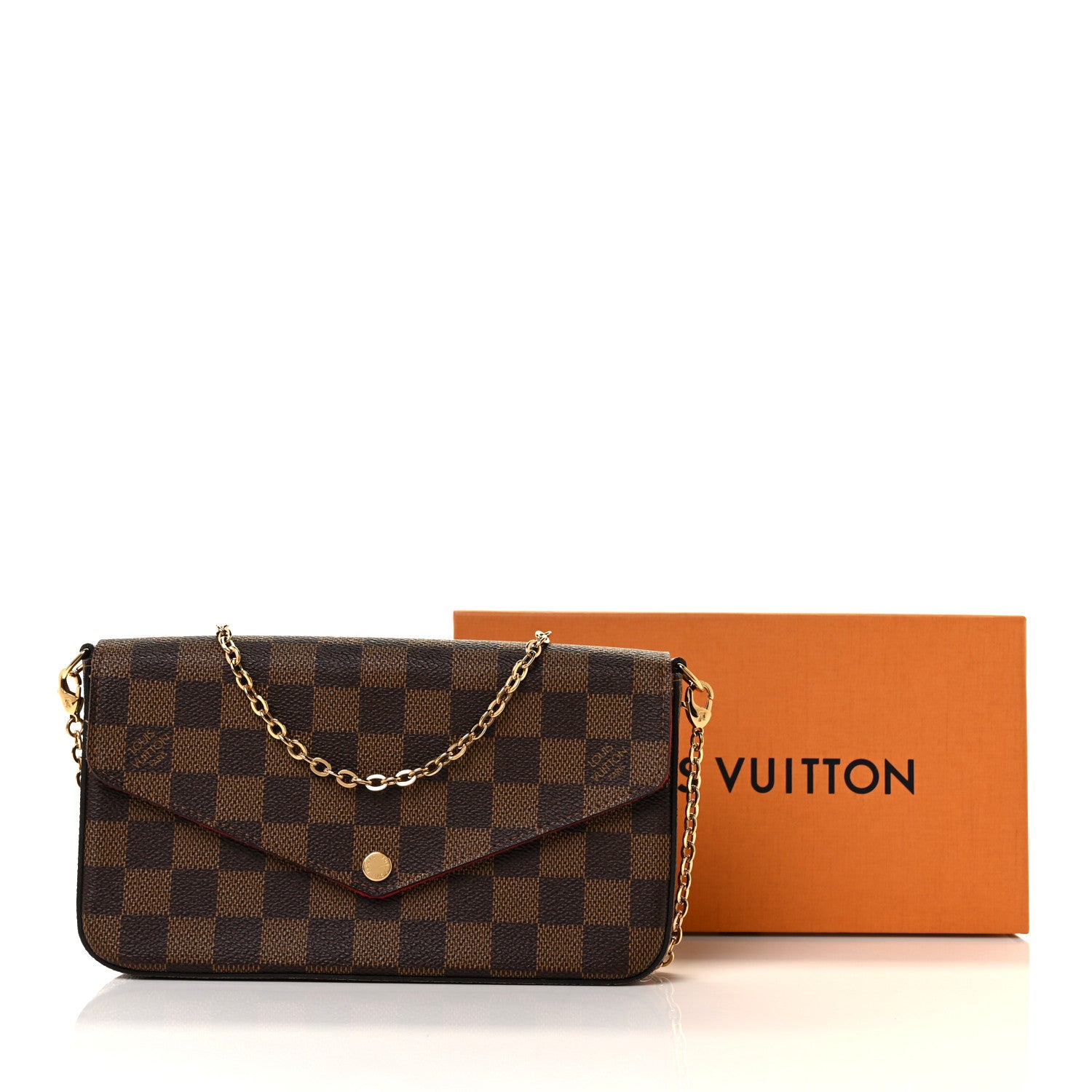 Louis Vuitton Damier Ebene Pochette Felicie Chain Wallet 10 of 10