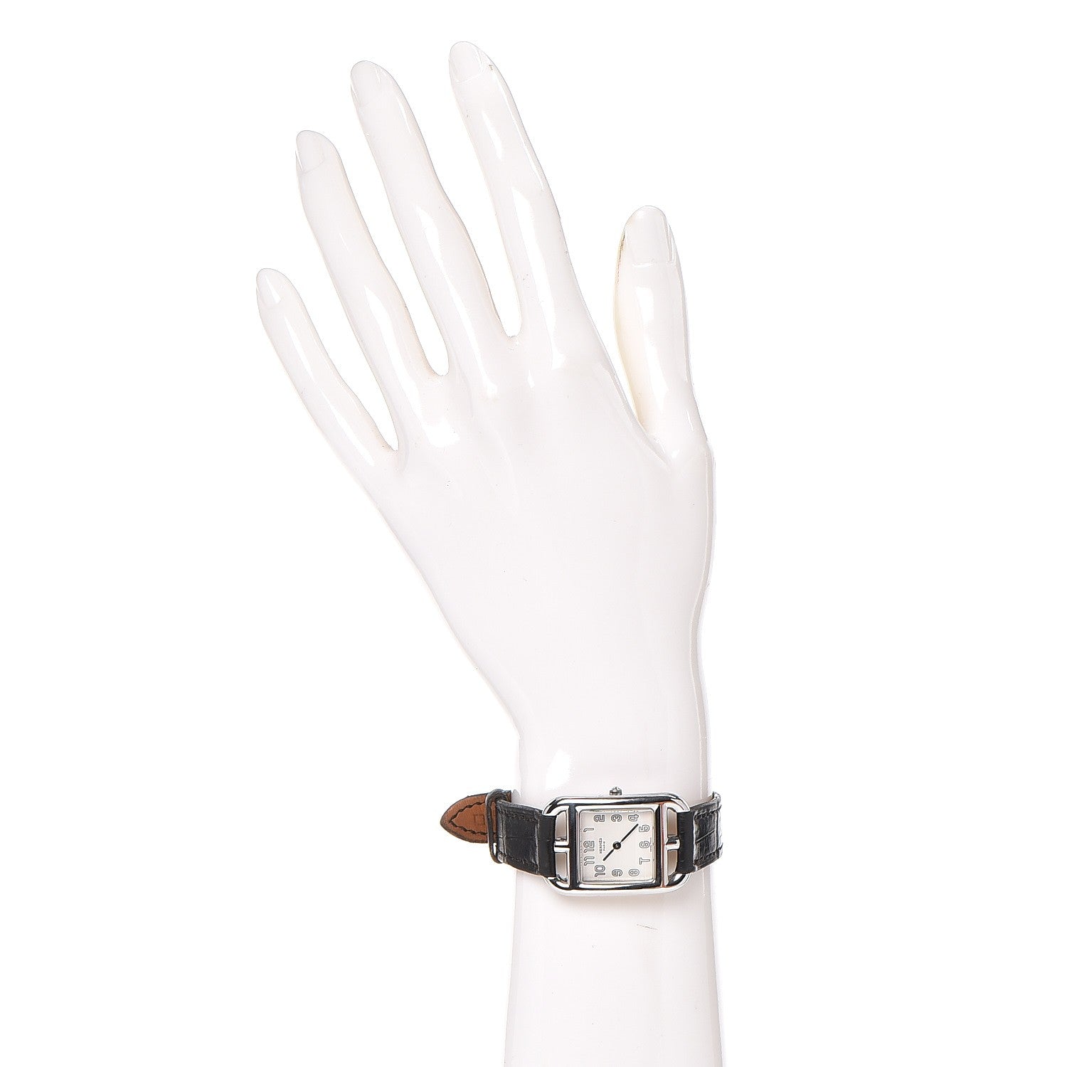 Hermes Stainless Steel Alligator 23mm Cape Cod Quartz Watch Noir 2 of 14