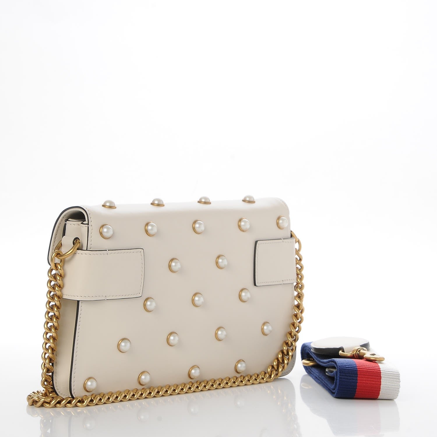 Gucci Nappa Pearl Studded Mini Queen Margaret Broadway Shoulder Bag Mystic White 4 of 9