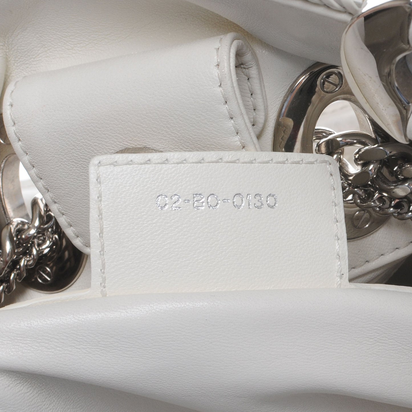 Lambskin Cannage Overstitching Chri Chri Tote White