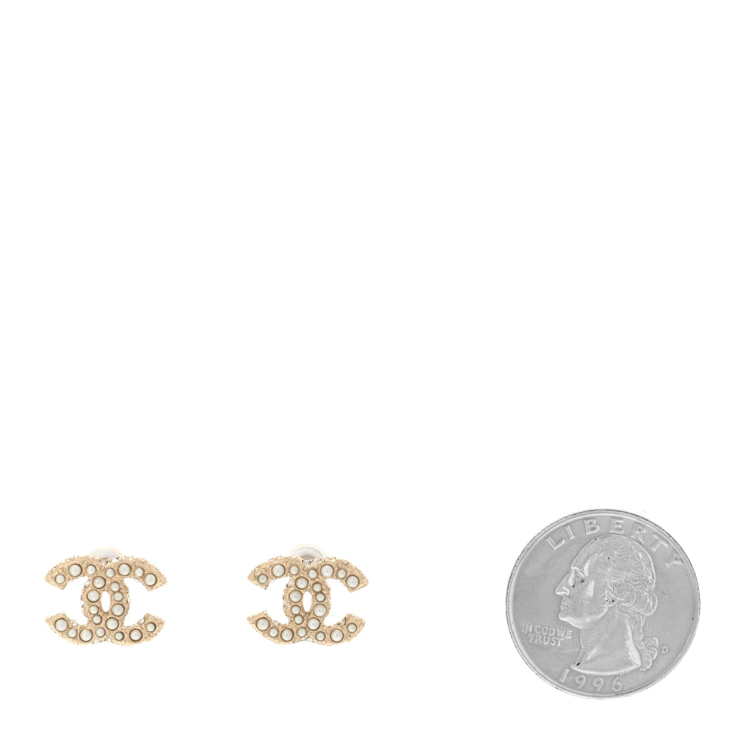 Pearl Crystal CC Earrings Light Gold