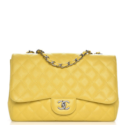 Chanel Caviar Quilted Jumbo Single Flap Yellow 1 of 8