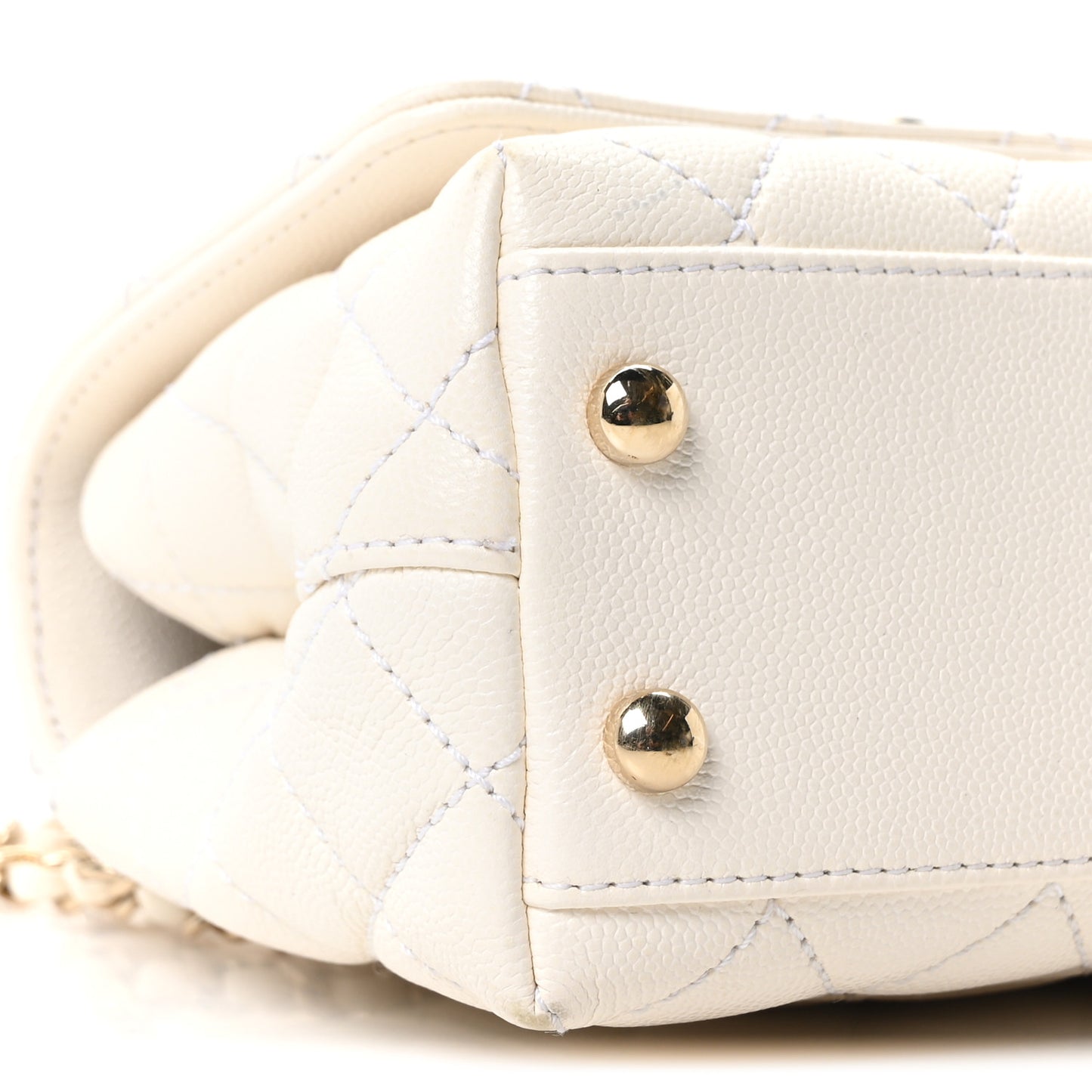 Caviar Quilted Extra Mini Coco Handle Flap White