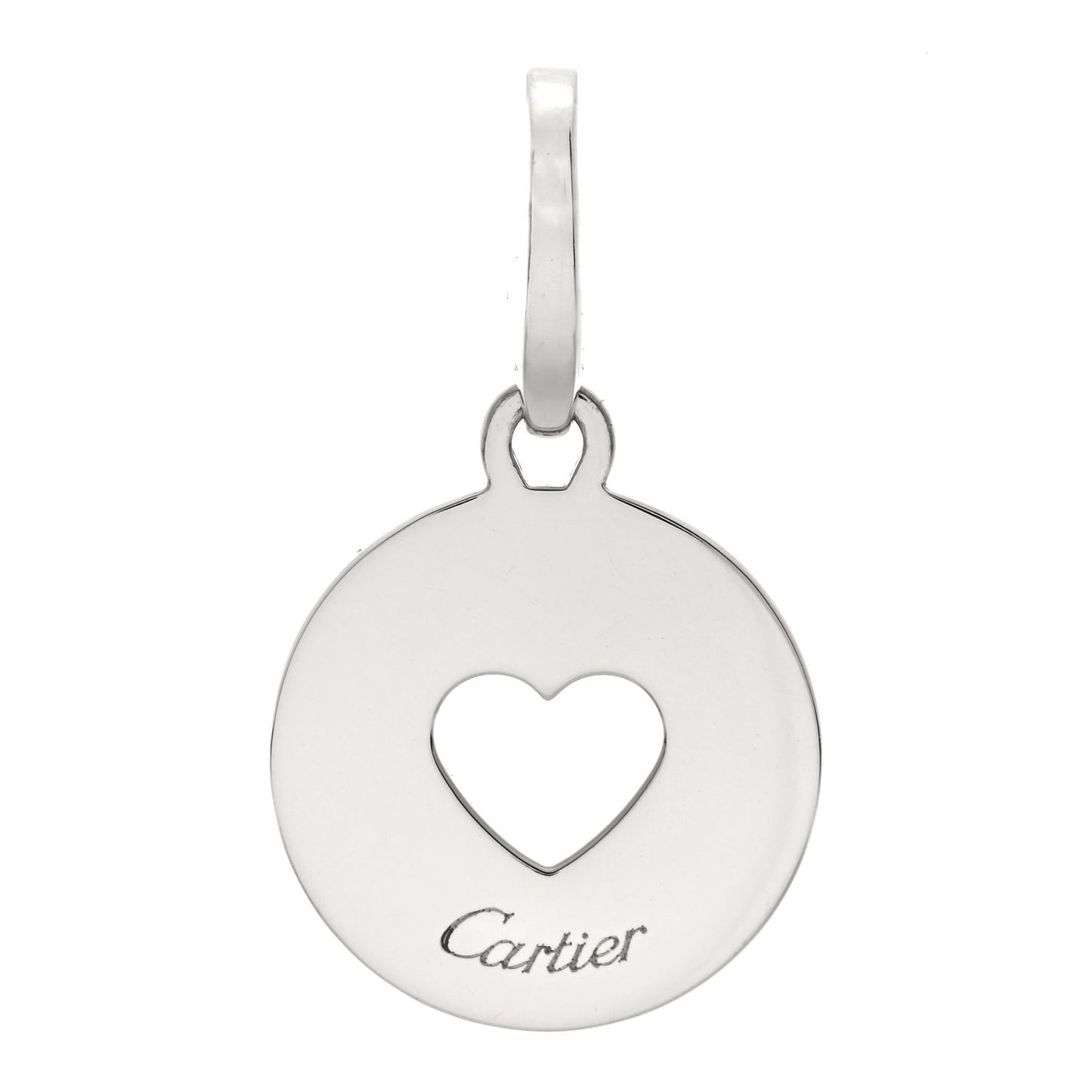 18K White Gold Round Open Heart Charm