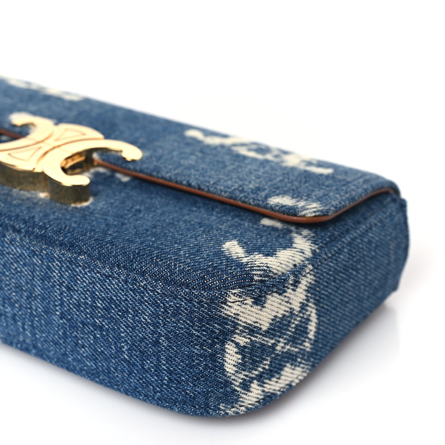 Celine Denim Triomphe Chain Shoulder Bag Navy Tan 8 of 9