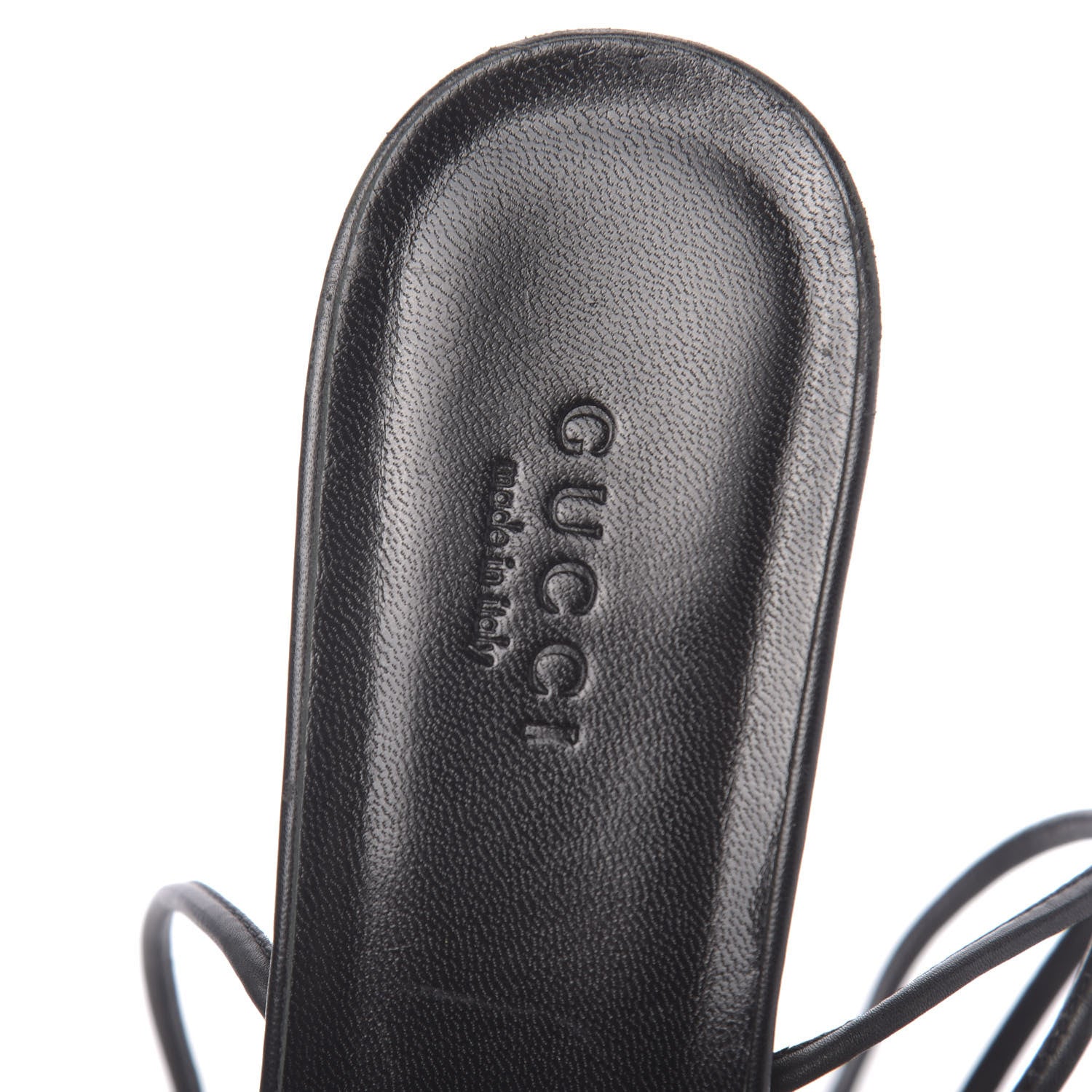 Gucci Calfskin Heloise Lace Up Pom Sandals 37 Black 8 of 8