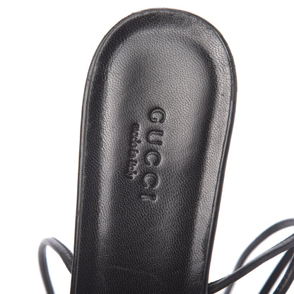 Gucci Calfskin Heloise Lace Up Pom Sandals 37 Black 8 of 8